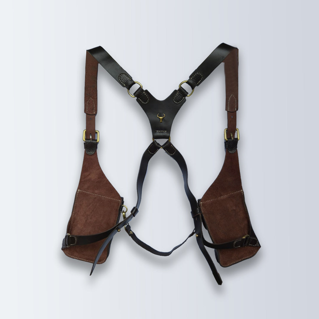 Handcrafted Leather Shoulder Harness Utility Bag by Piel Cuero Brown