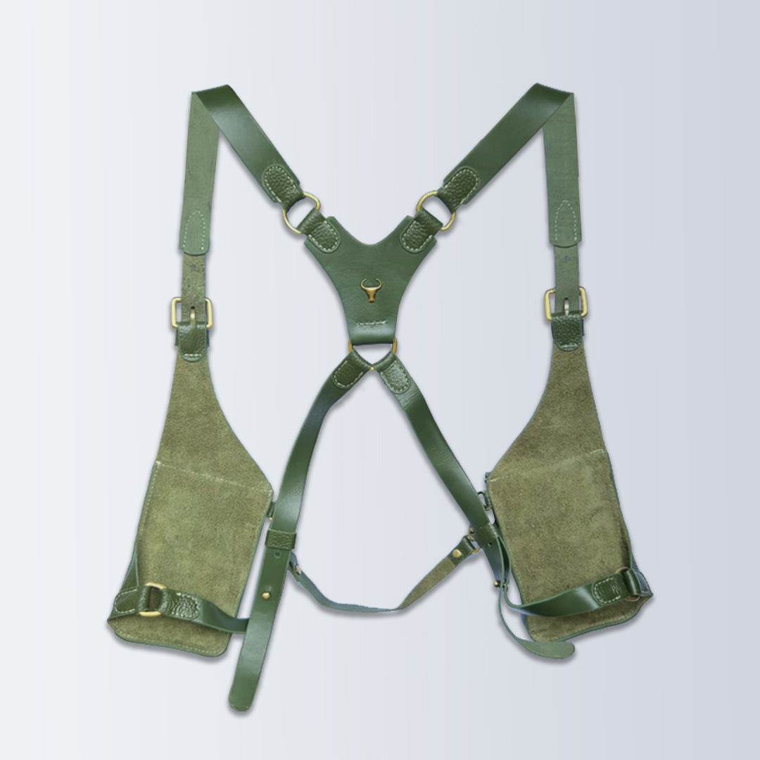 Handcrafted Leather Shoulder Harness Utility Bag by Piel Cuero Green
