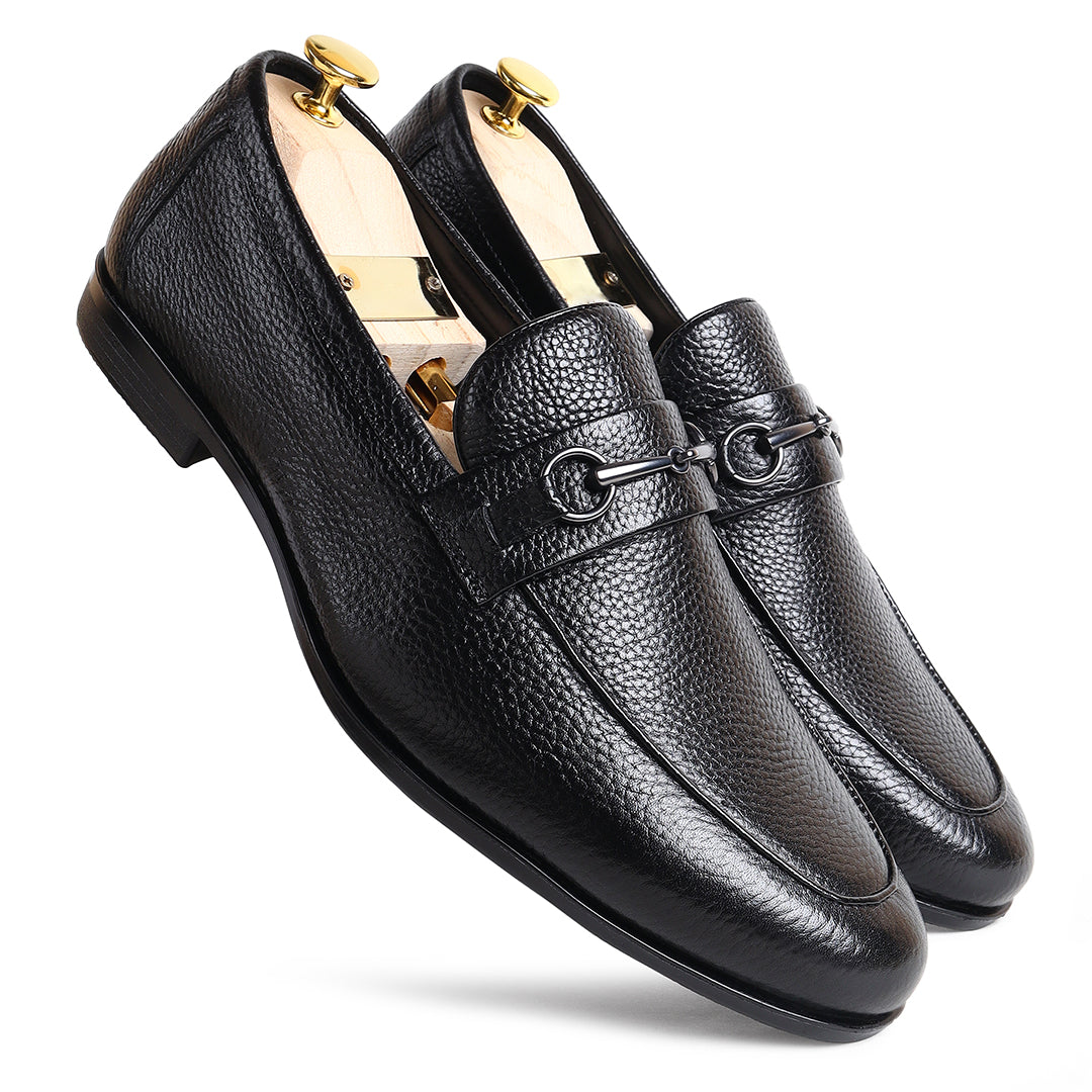 Piel Cuero Royale Signature Black Leather Loafers for Men