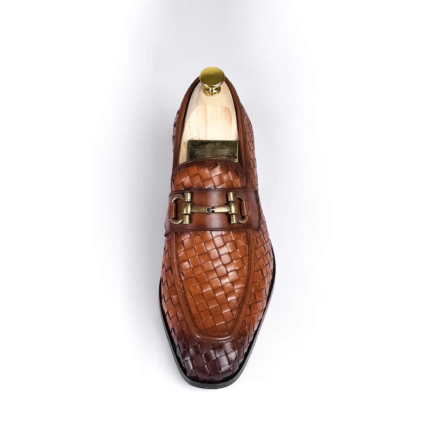 Handcrafted Woven Leather Horsebit Loafers for Men Tan