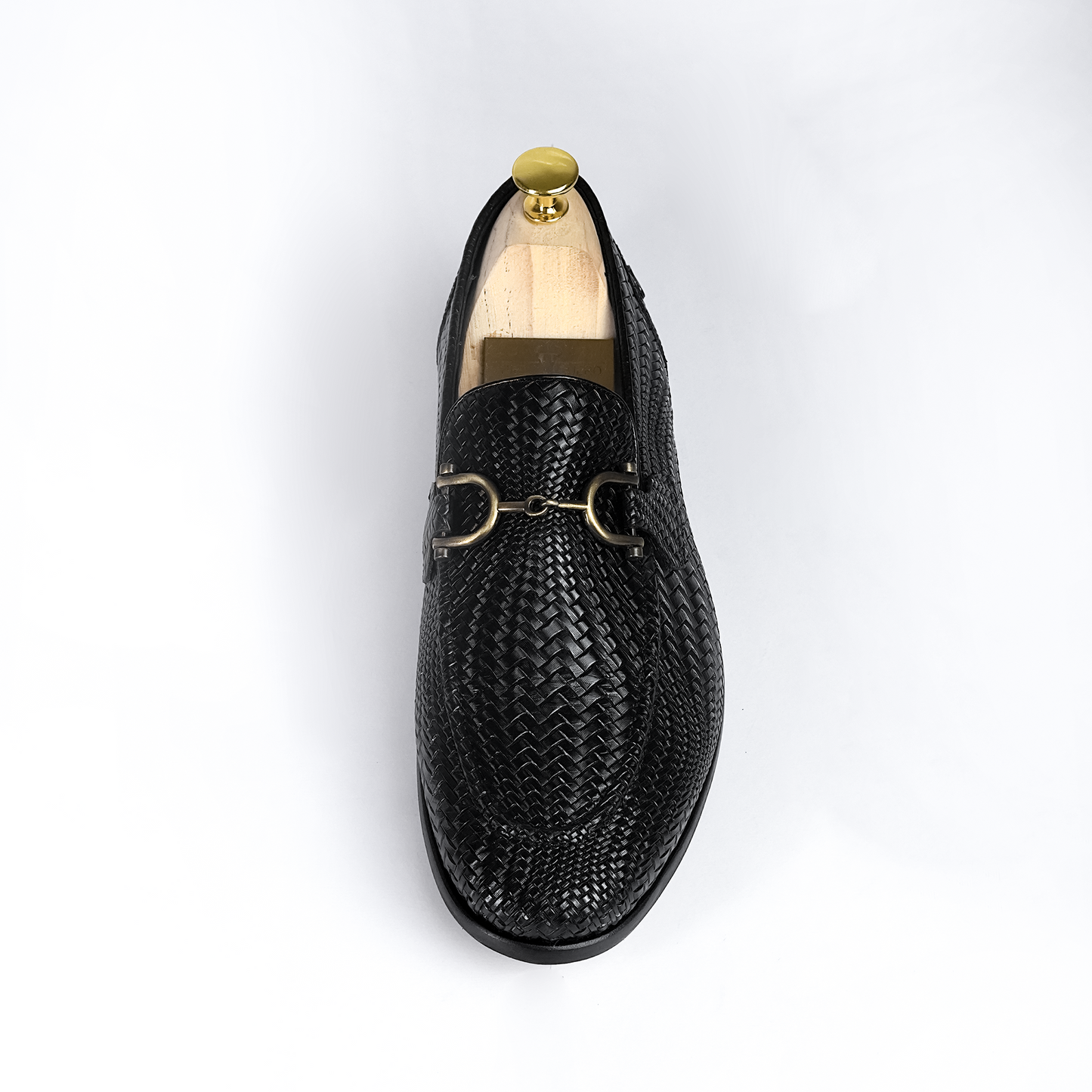 Piel Cuero Hand-Woven Black Leather Loafers | Men's Slip-On Dress Shoes