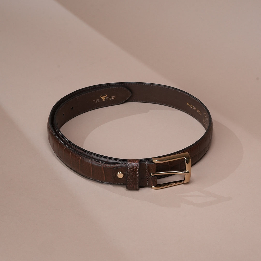 Croco Genuine Leather Cowboy Belt for Men
