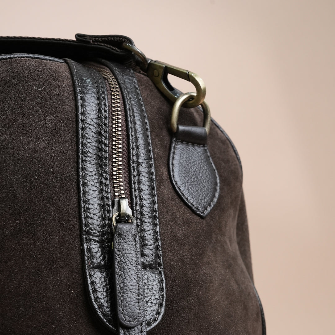 Premium Dark Brown Genuine Leather Duffle Travel Bag