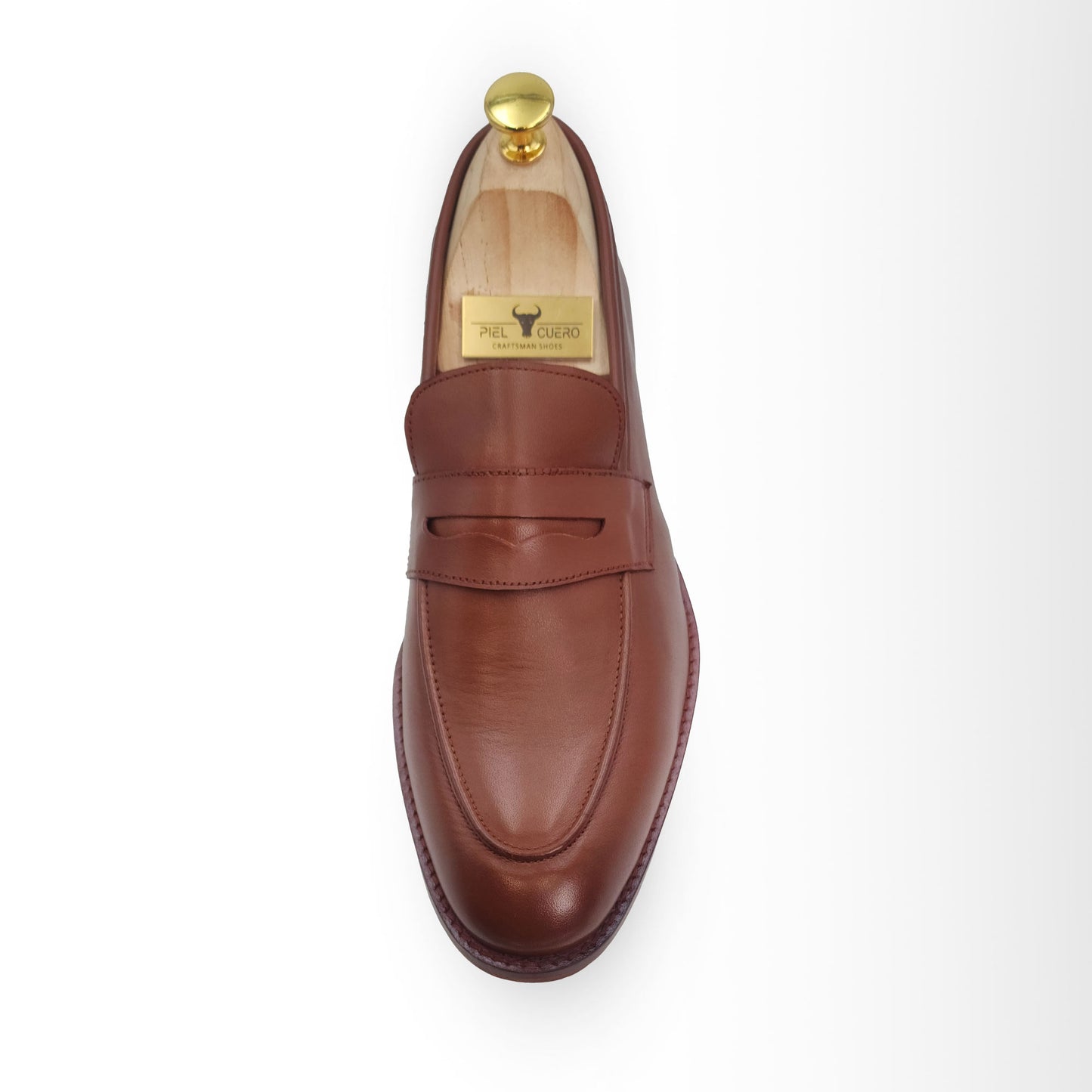 Men's Genuine Leather Penny Loafers - Handmade Brown Loafer Shoes by Piel Cuero