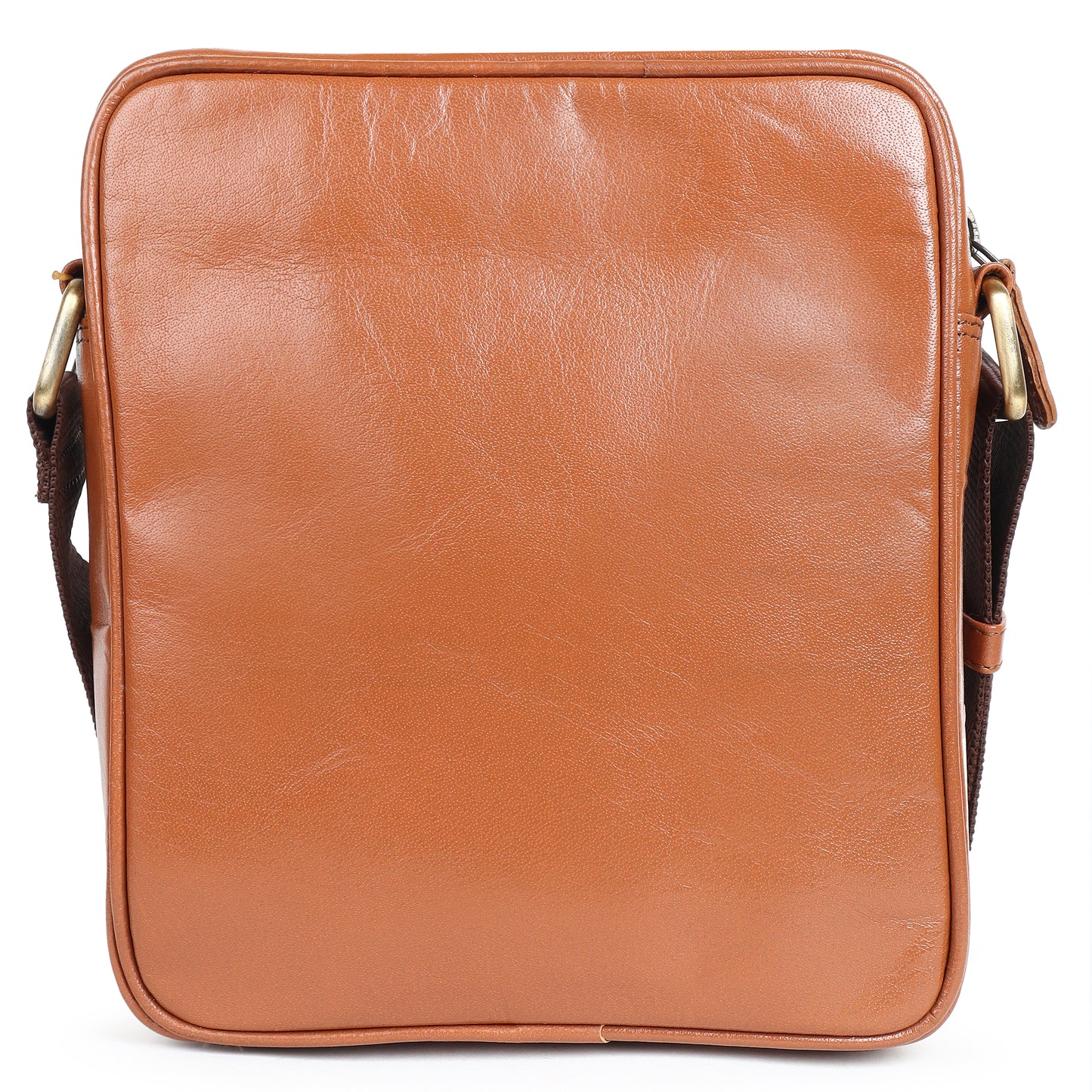 Piel Cuero Tan Laser Side Bag in Plain Soft Leather