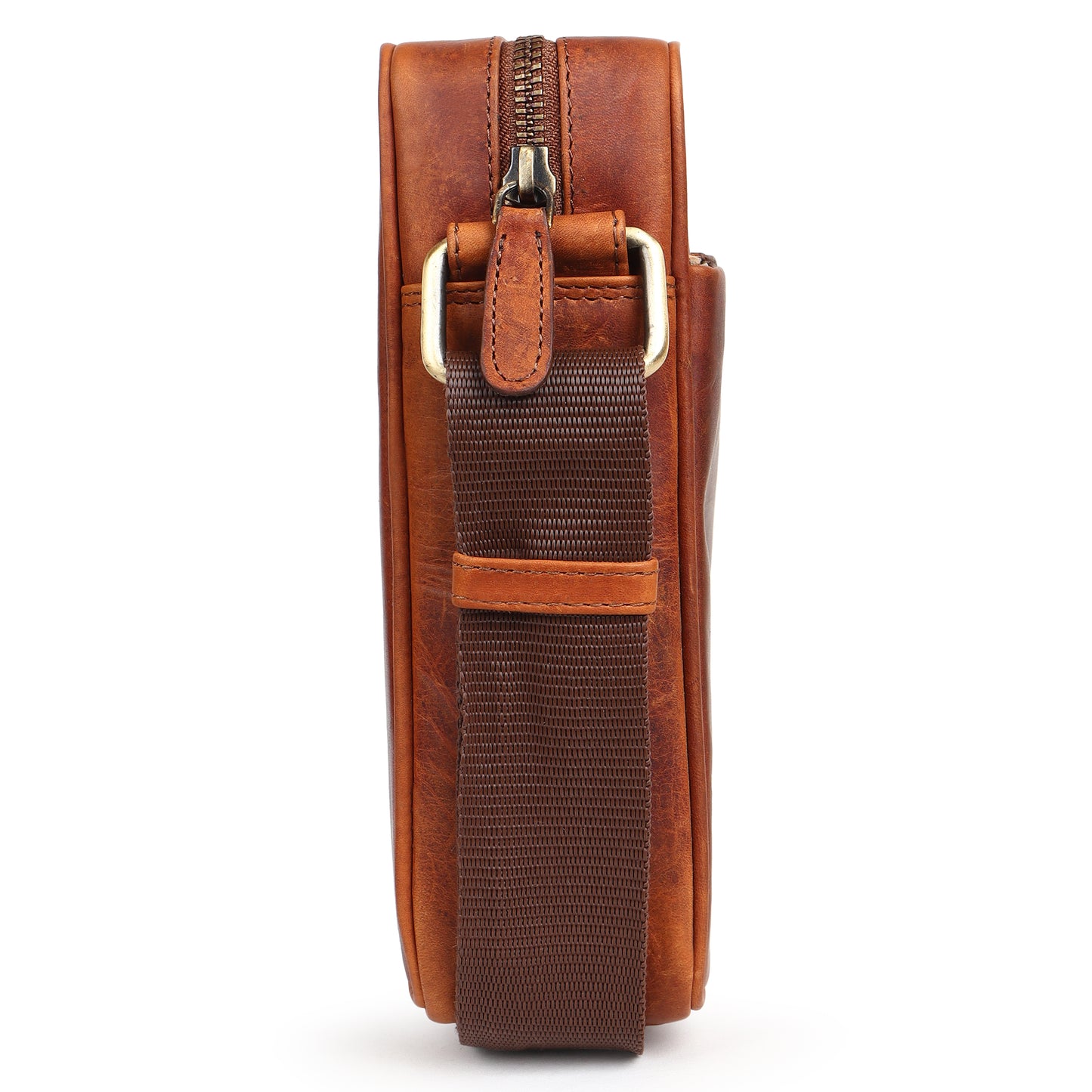 Piel Cuero Tan Oil Laser Side Bag – Oil Pull‑Up Signature Series