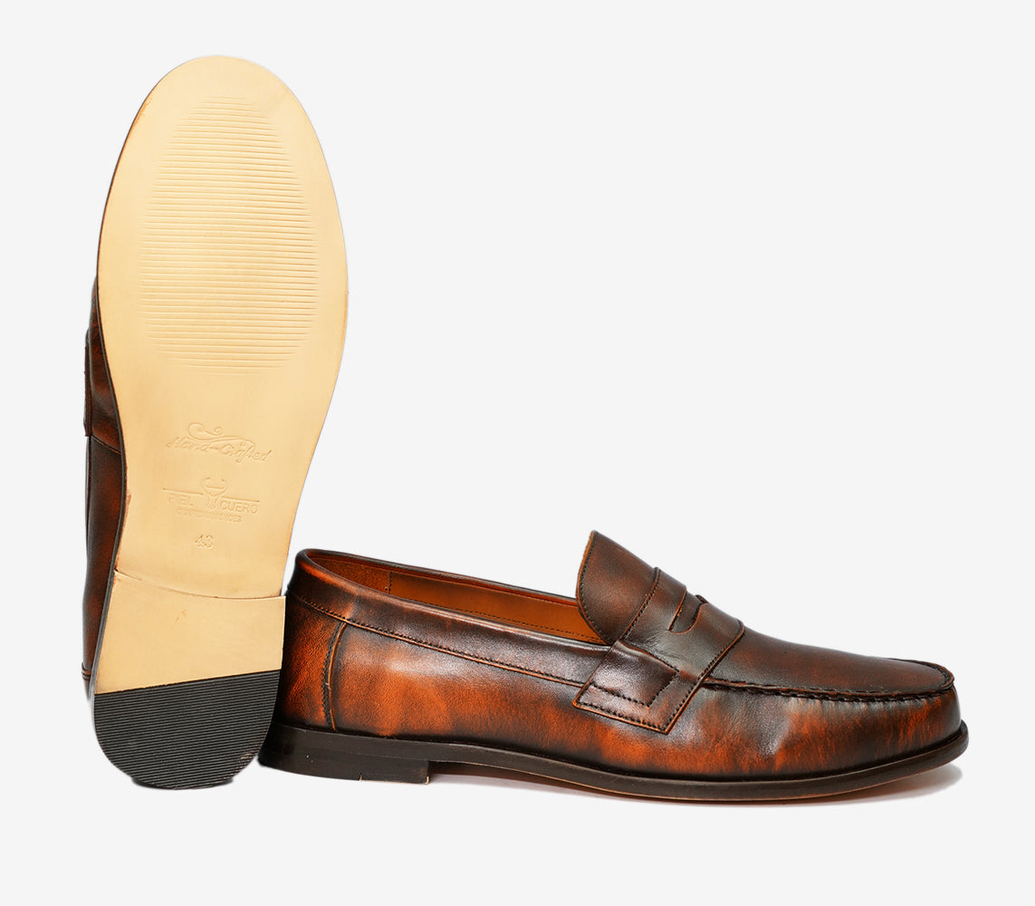 Piel Cuero Handmade Leather Slip-On Shoes Vintage Tan