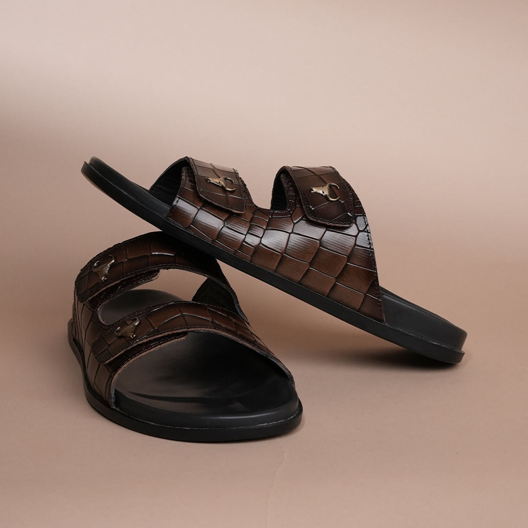 Piel Cuero Men’s Handcrafted Brown Leather Slippers