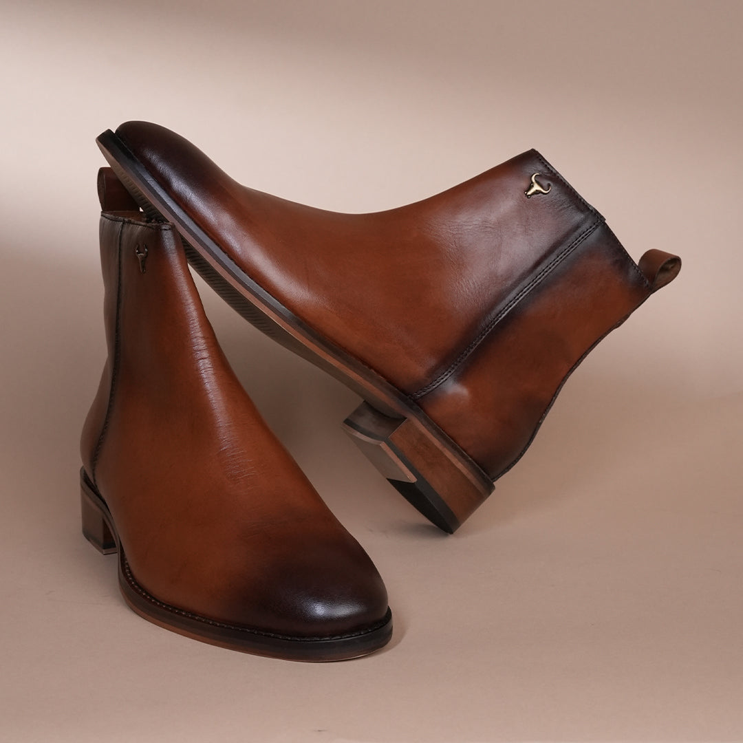 Handmade Genuine Leather Zipper Chelsea Shoes