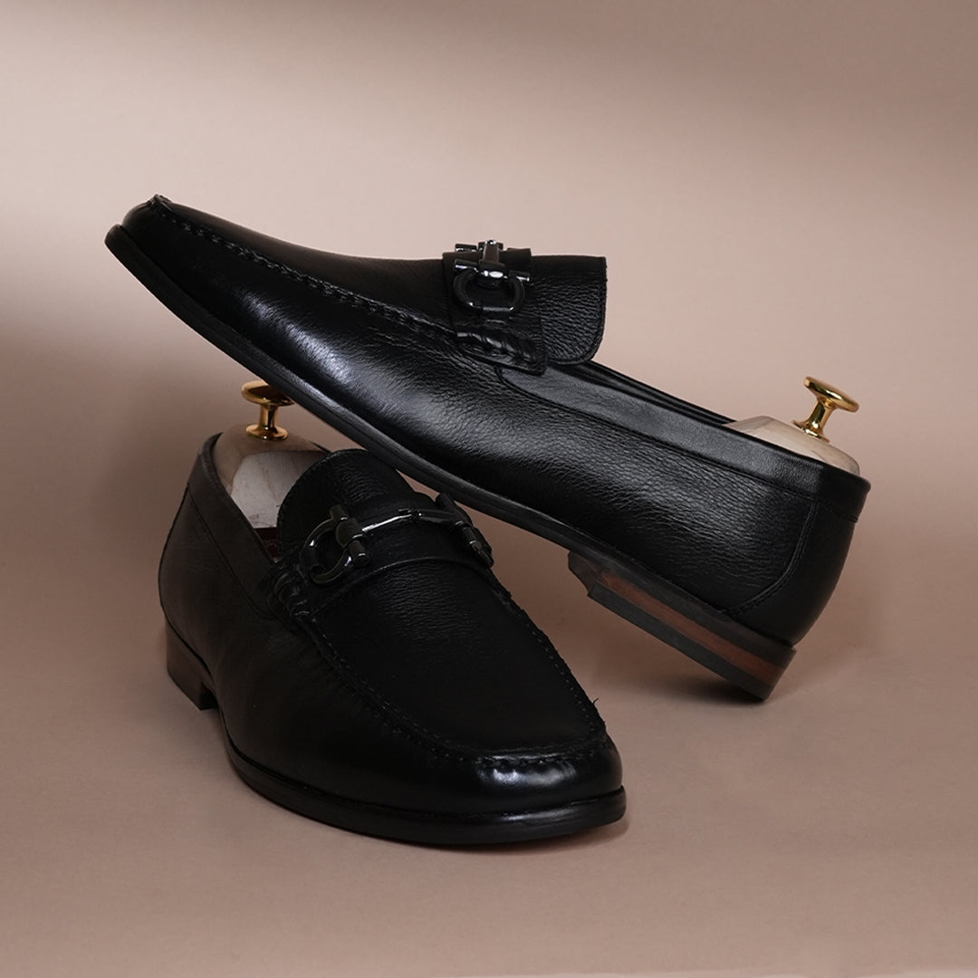 Piel Cuero Royale Signature Black Leather Loafers for Men