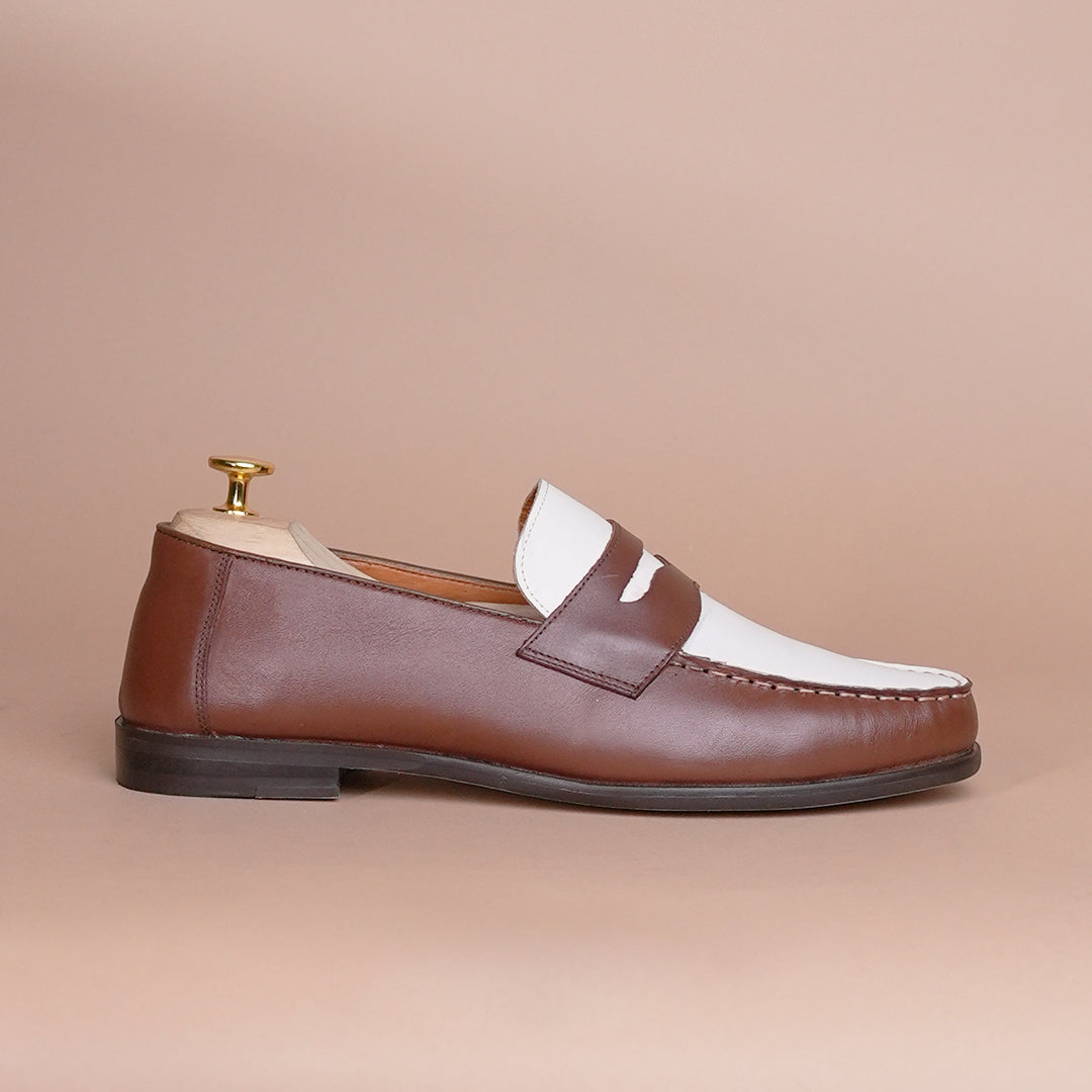 Piel Cuero Two-Tone Genuine Leather Penny Loafers