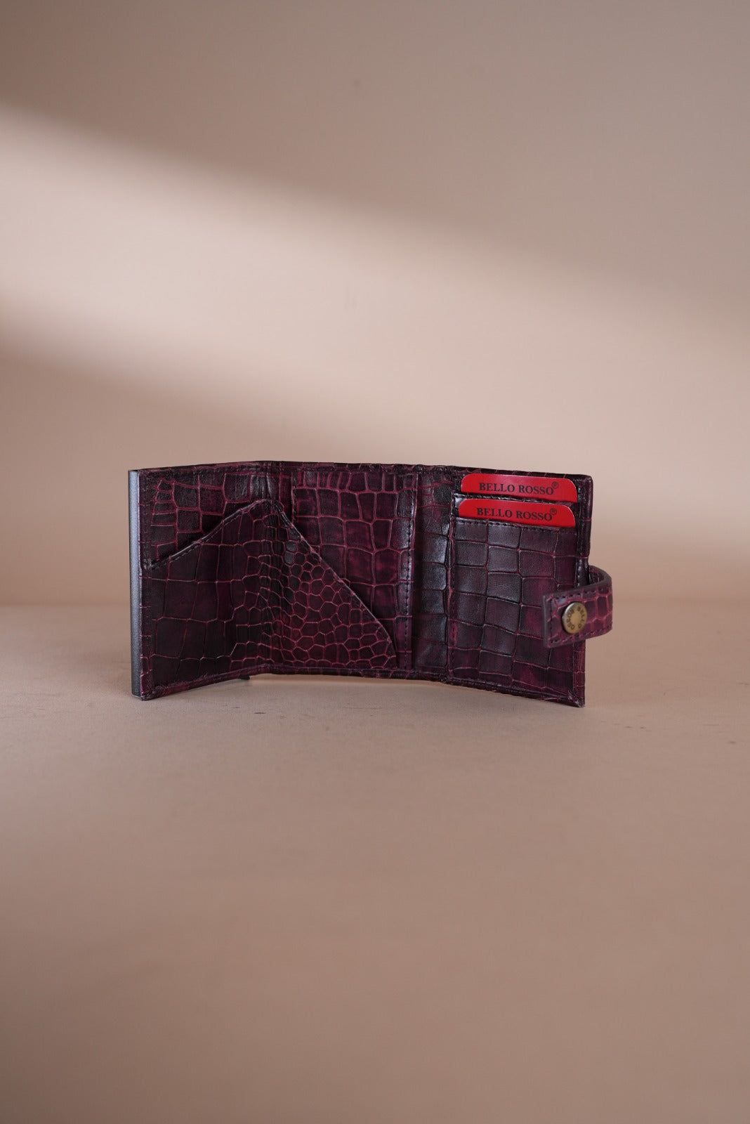 Piel Cuero Cherry Croc Texture Leather Card Holder for Men