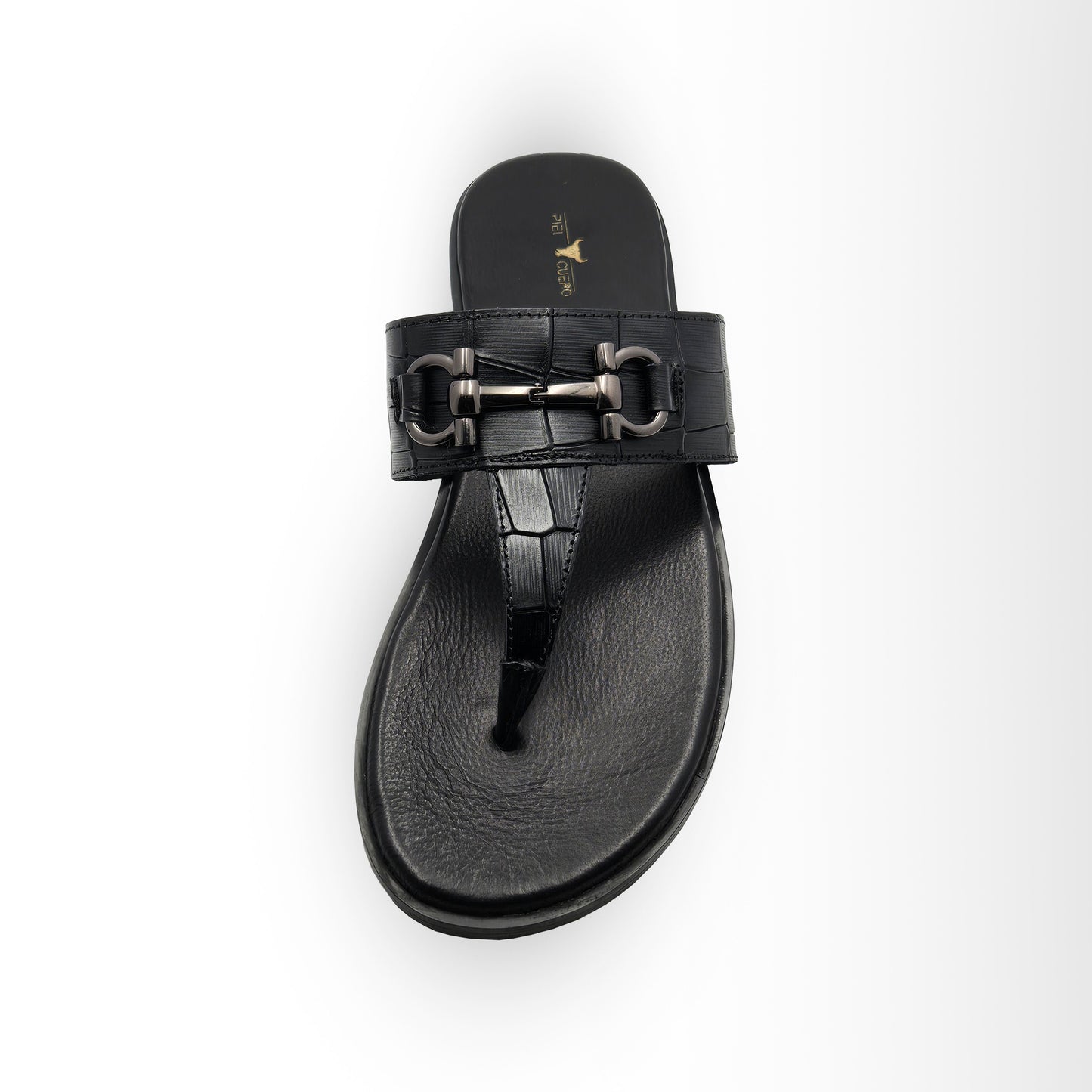 Piel Cuero Men's Handcrafted Black Leather Slippers