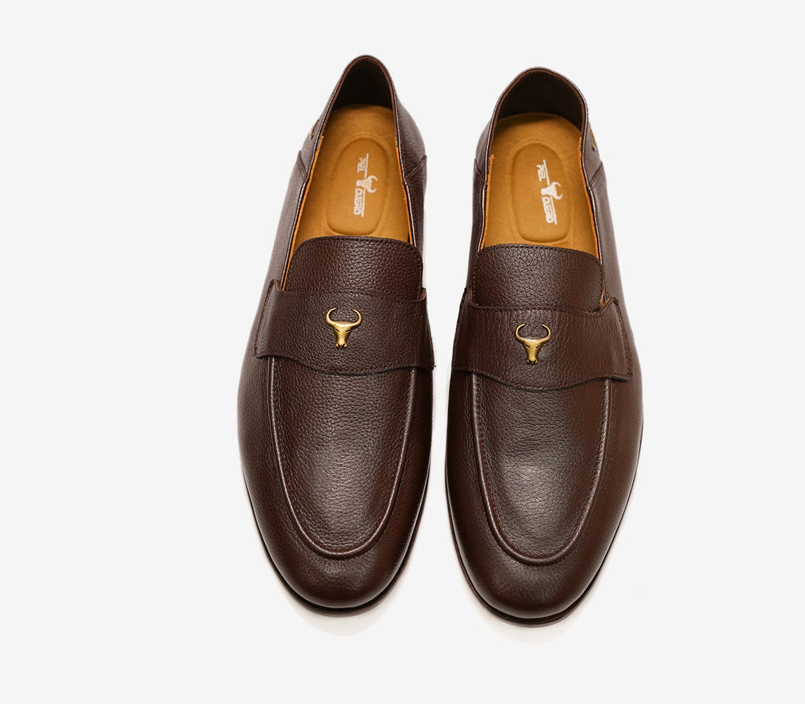 Piel cuero brown leather slip on