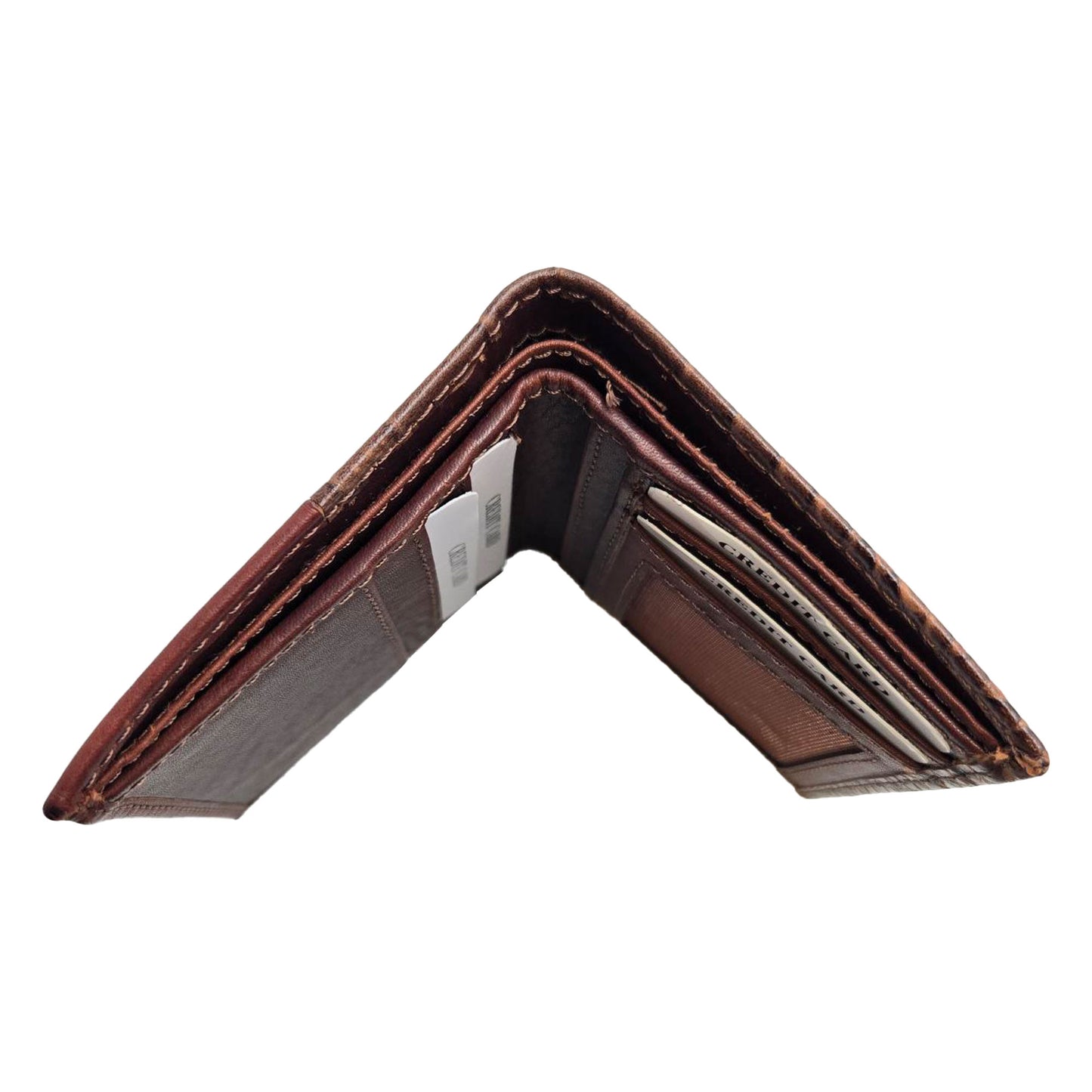 Piel Cuero Men's Brown Genuine Leather Wallet with Crocodile Embossed Texture