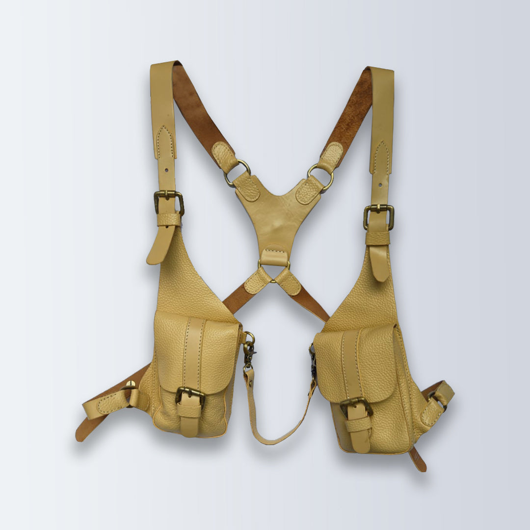 Handcrafted Leather Shoulder Harness Utility Bag by Piel Cuero Camel