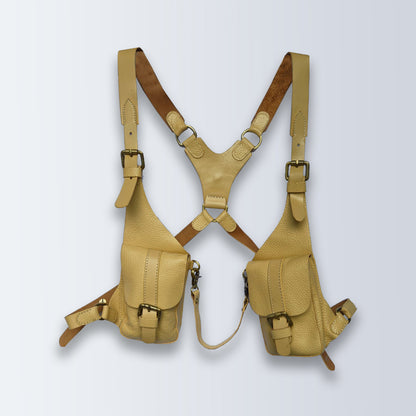 Handcrafted Leather Shoulder Harness Utility Bag by Piel Cuero Camel