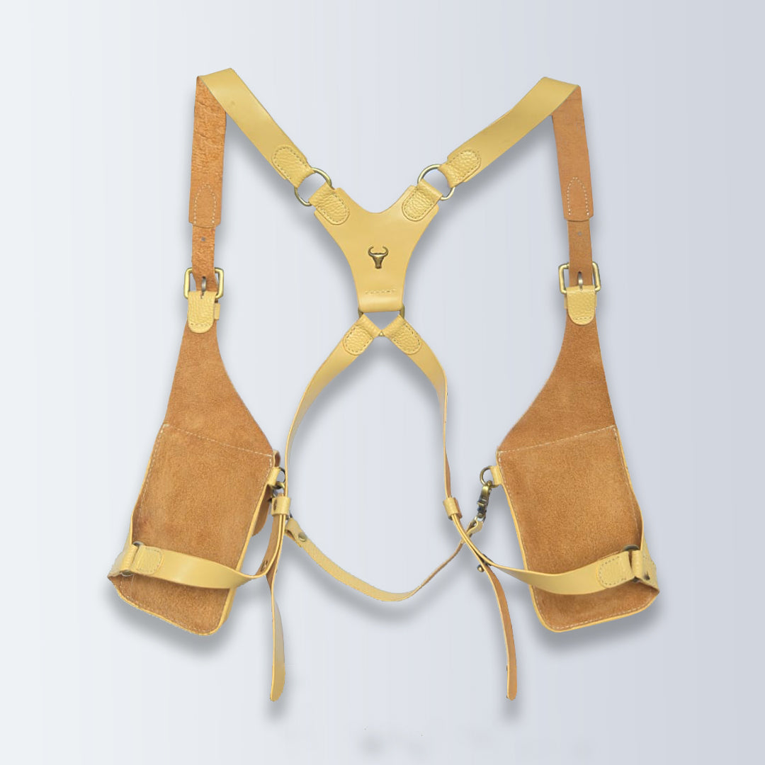 Handcrafted Leather Shoulder Harness Utility Bag by Piel Cuero Camel