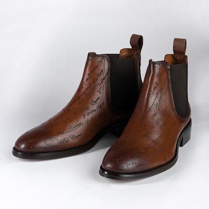 Handmade leather shoes with signature