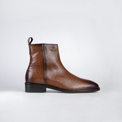 Piel Cuero Men's Handcrafted Brown Leather Ankle Boots