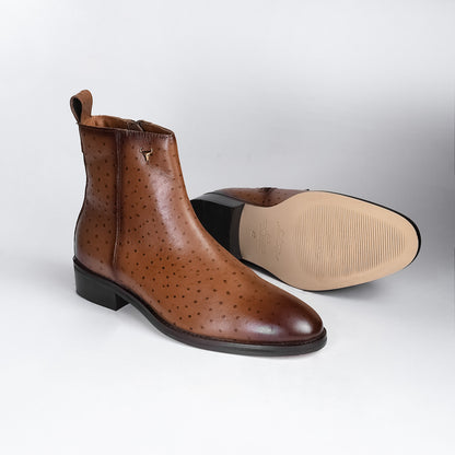 Piel Cuero Men's Handcrafted Brown Leather Ankle Boots