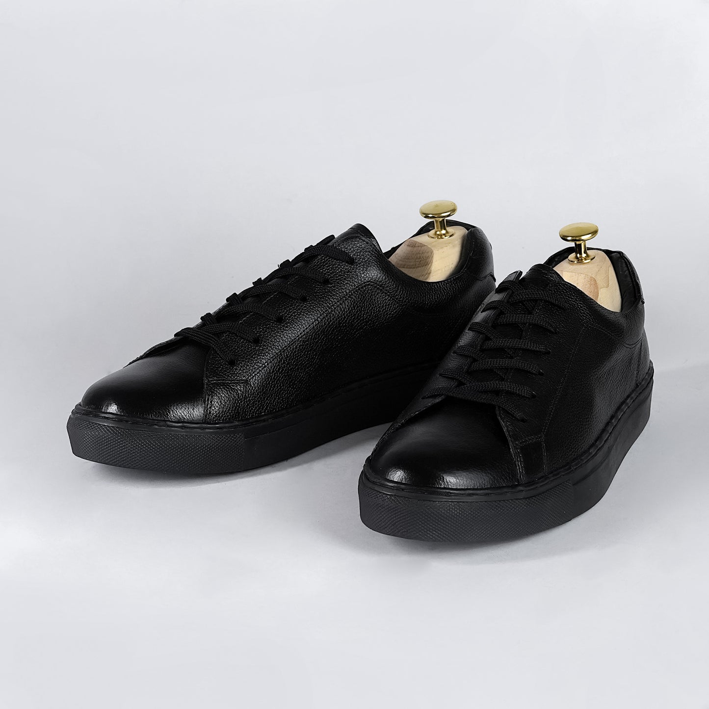 Piel Cuero Black Genuine Leather Sneakers for Men | Premium Casual Shoes