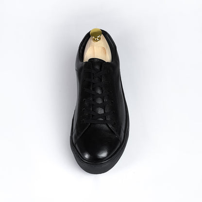Piel Cuero Black Genuine Leather Sneakers for Men | Premium Casual Shoes
