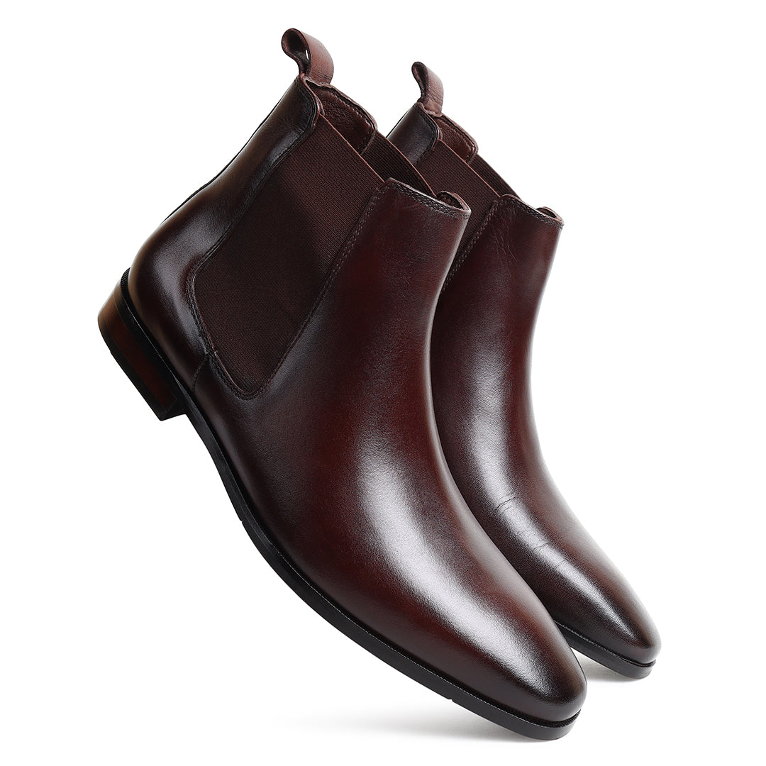 Piel Cuero Men’s Dark Brown Leather Chelsea Boots