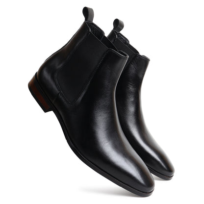Piel Cuero Men’s Black Leather Chelsea Boots