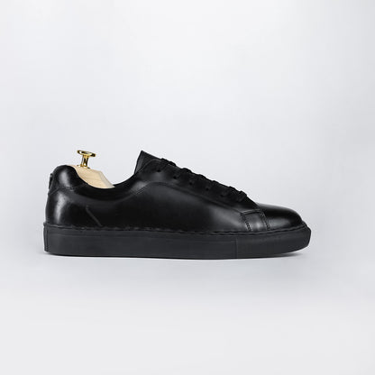 Piel Cuero Genuine Leather Sneakers - Handcrafted Black Trainers