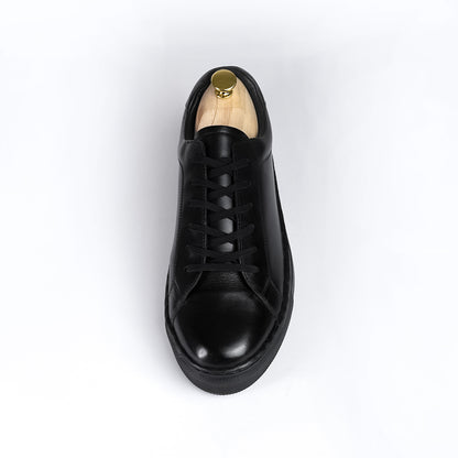Piel Cuero Genuine Leather Sneakers - Handcrafted Black Trainers