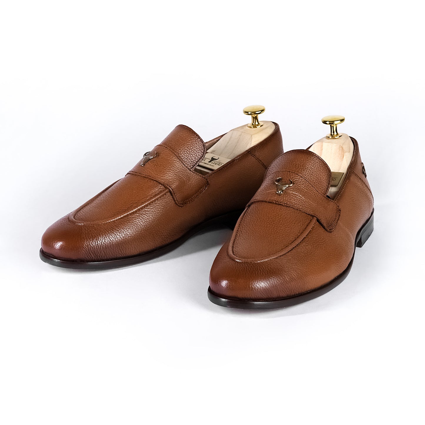 Artisan Crafted Leather Shoes - Handmade Genuine Loafers Brown-White