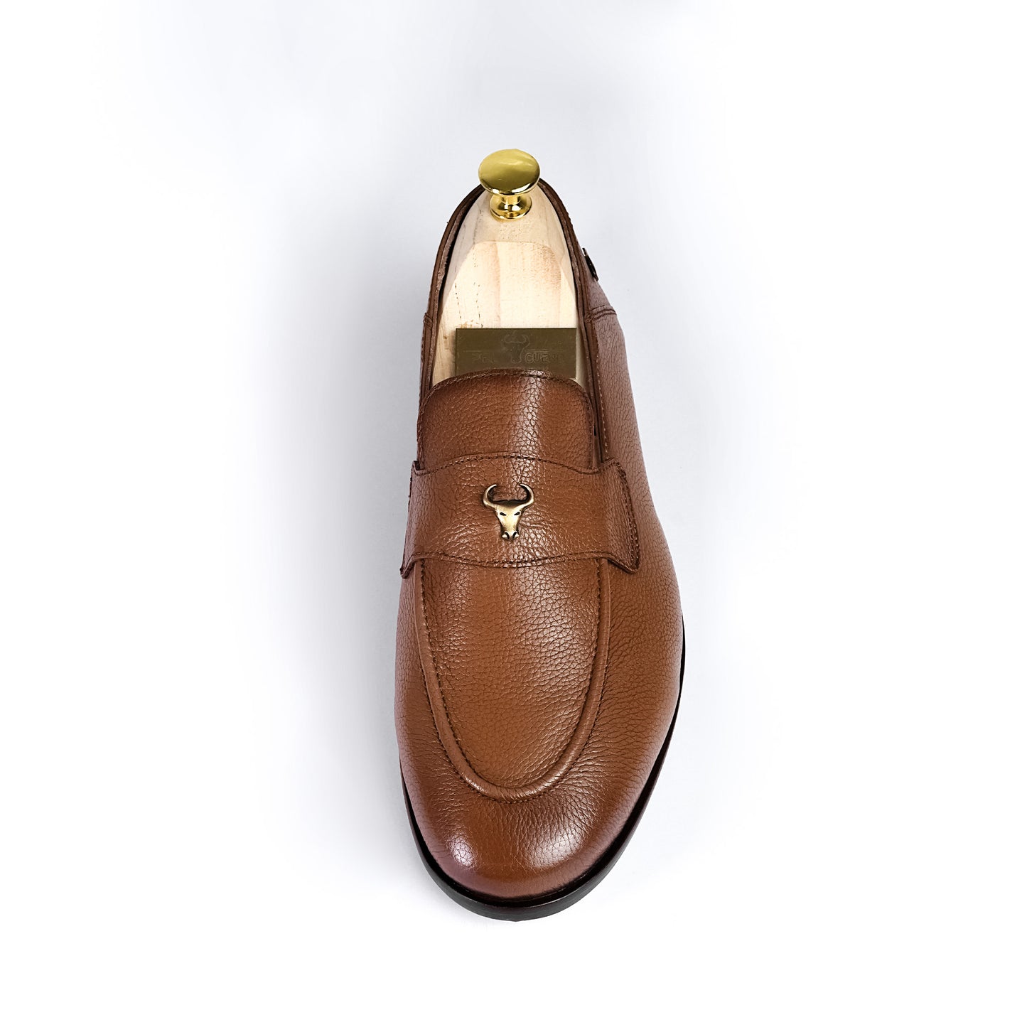 Artisan Crafted Leather Shoes - Handmade Genuine Loafers Brown-White