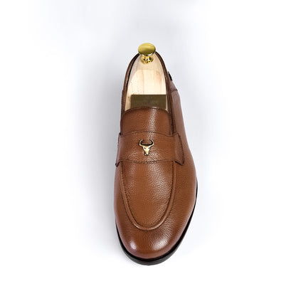 Artisan Crafted Leather Shoes - Handmade Genuine Loafers Brown-White