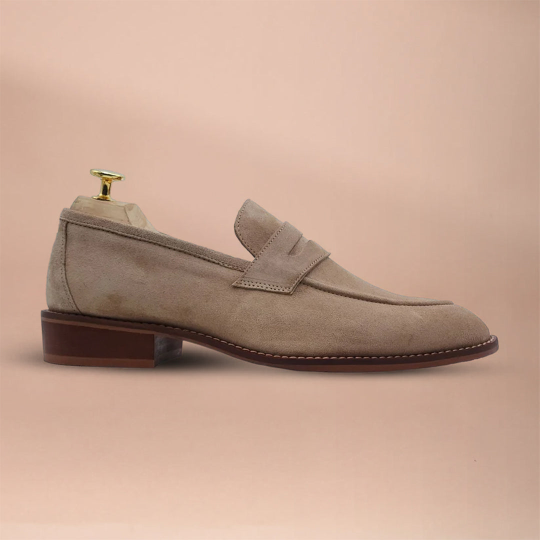 Handmade Genuine Leather Light Brown Loafer Shoes for Men | Piel Cuero