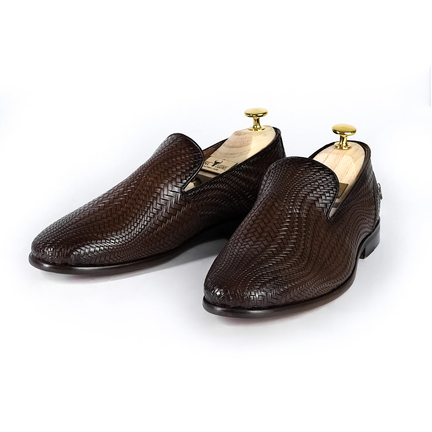 Piel Cuero Hand-Woven Brown Leather Loafers | Men's Slip-On Dress Shoes