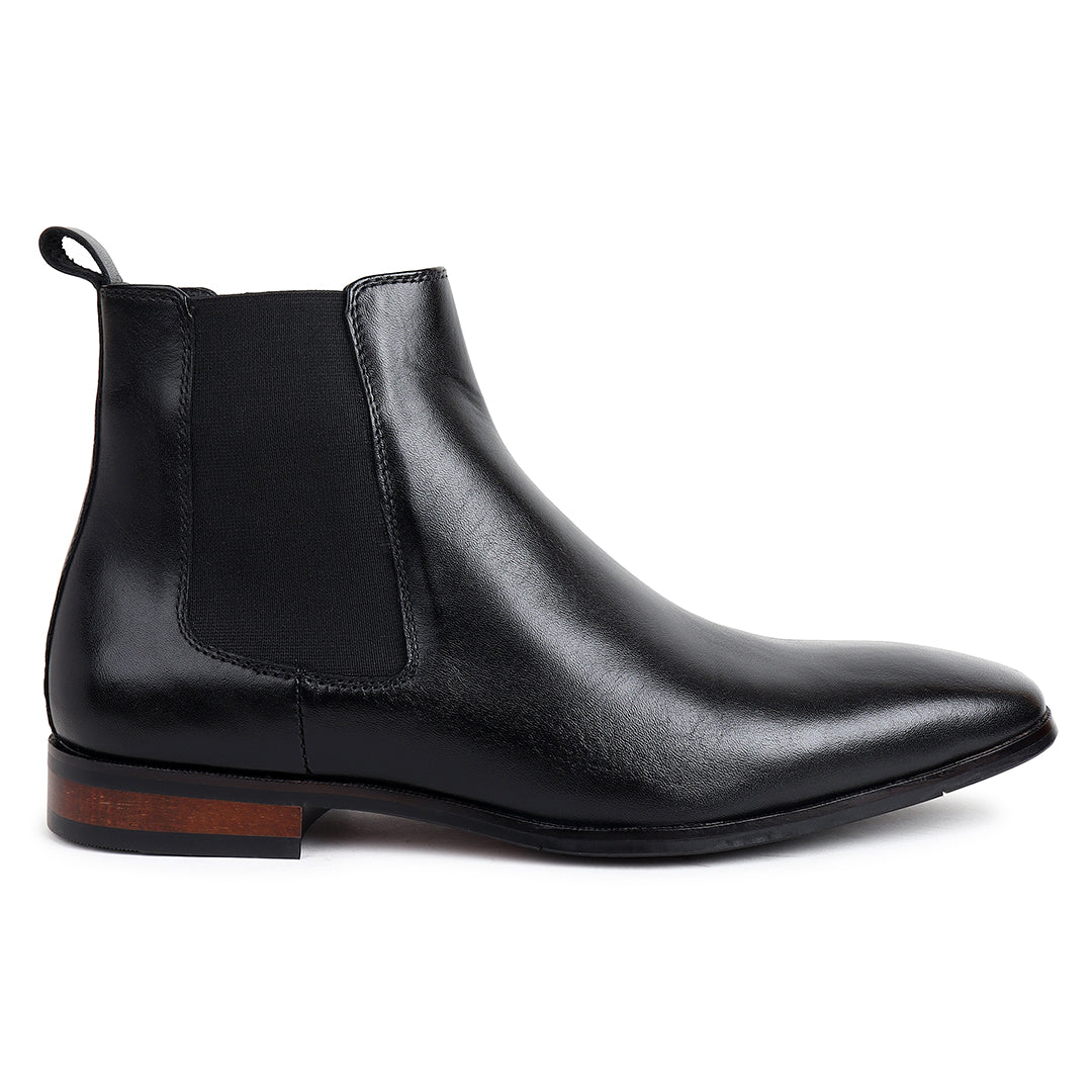 Piel Cuero Men’s Black Leather Chelsea Boots