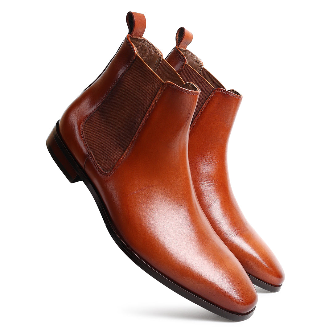 Piel Cuero Men’s Tan Leather Chelsea Boots