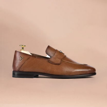 Artisan Crafted Leather Shoes - Handmade Genuine Loafers Brown-White