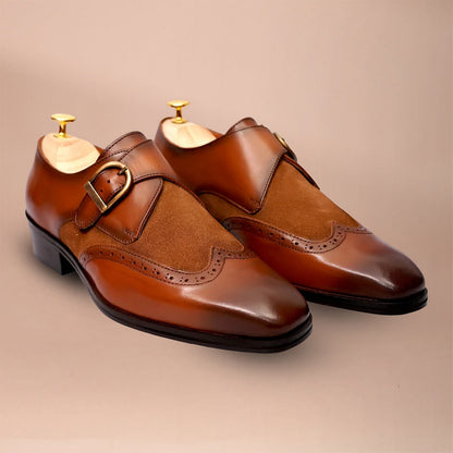 Elegant Brown Monk Strap Dress Shoes for Men - Ideal for Business & Events