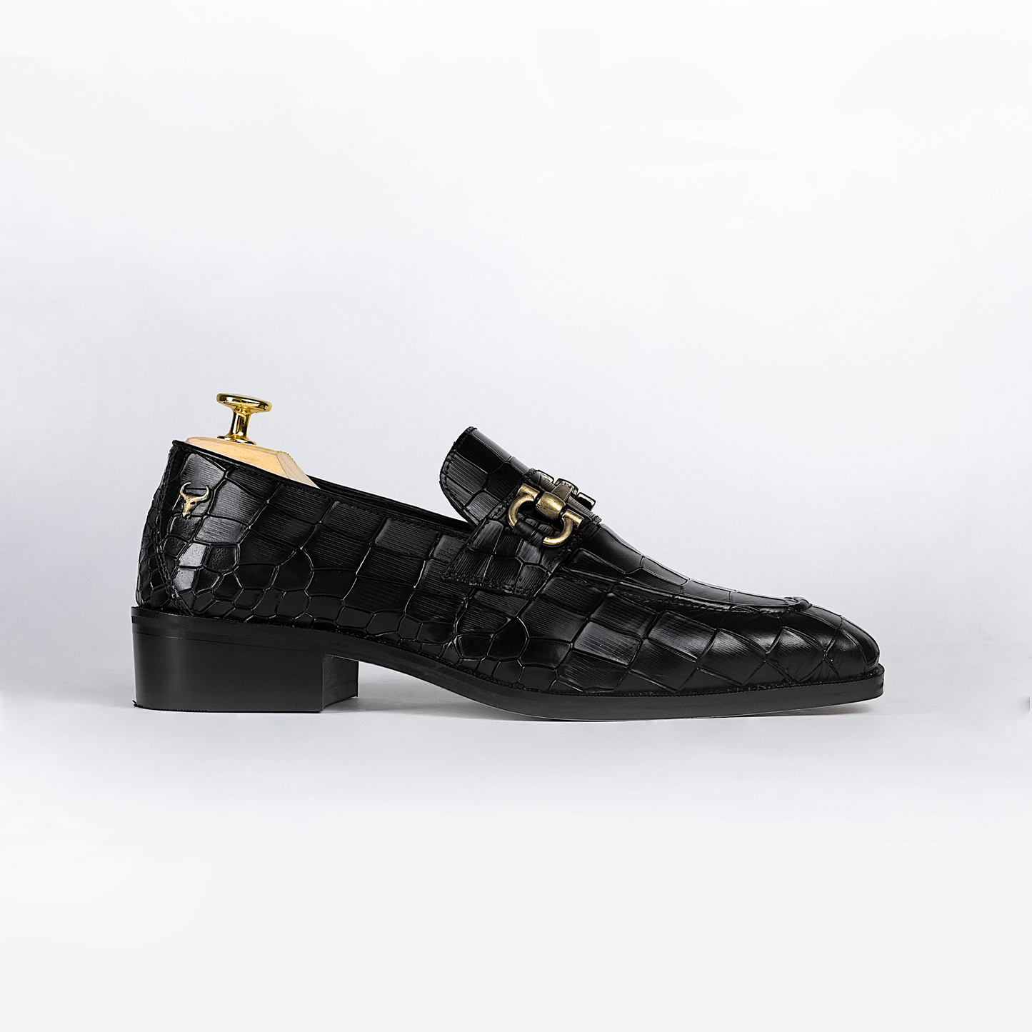 Piel Cuero Men's Croc-Embossed Genuine Leather Loafers - Handcrafted Luxury Black