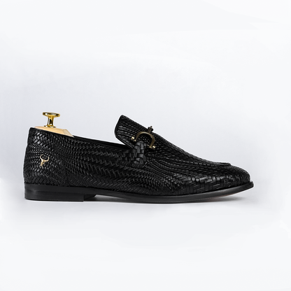 Piel Cuero Hand-Woven Black Leather Loafers | Men's Slip-On Dress Shoe Piel Cuero Hand-Woven Black Leather Loafers | Men's Slip-On Dress Shoe