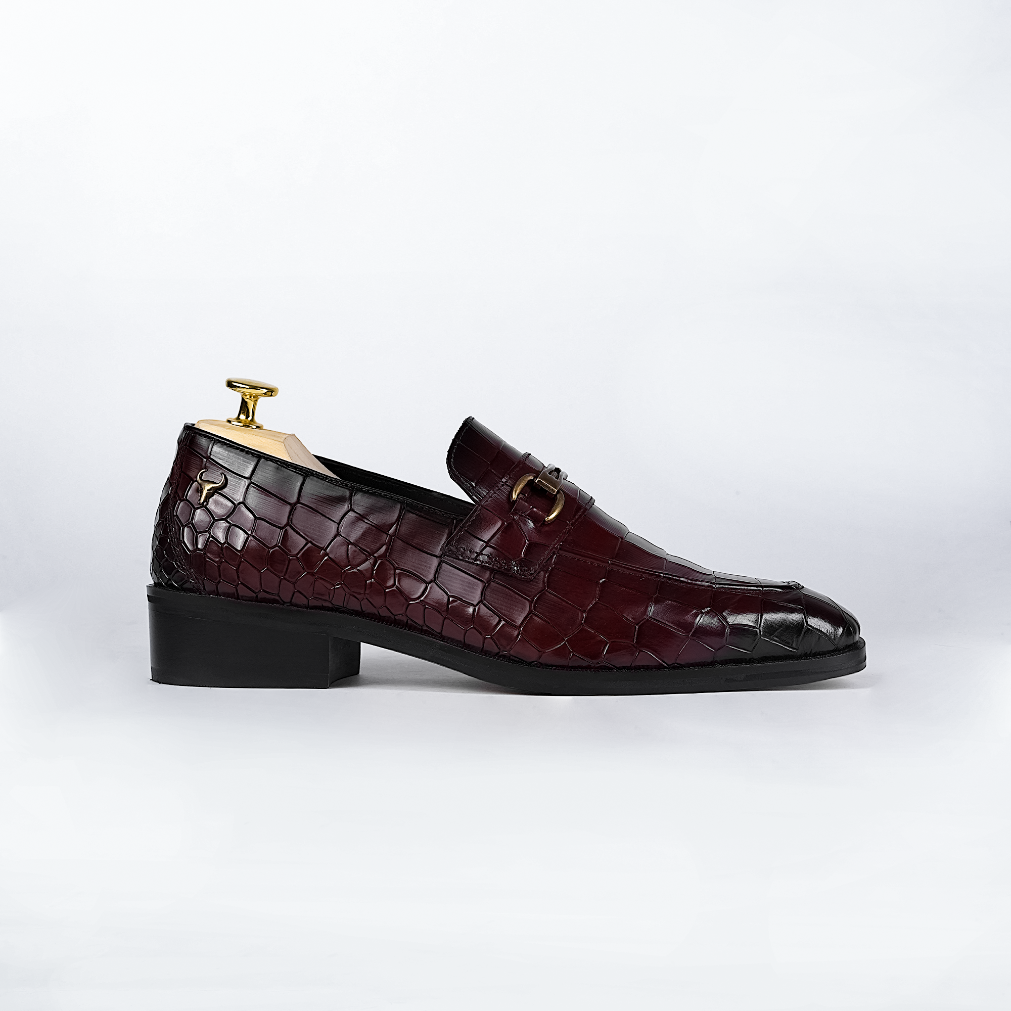 Piel Cuero Men's Croc-Embossed Genuine Leather Loafers - Handcrafted Luxury Cherry