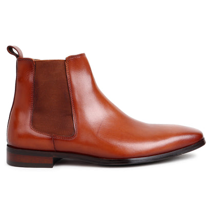 Piel Cuero Men’s Tan Leather Chelsea Boots