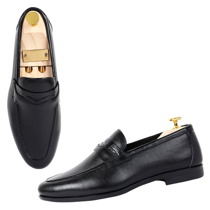 Piel Cuero Royale Signature Black Leather Horsebit Loafers for Men