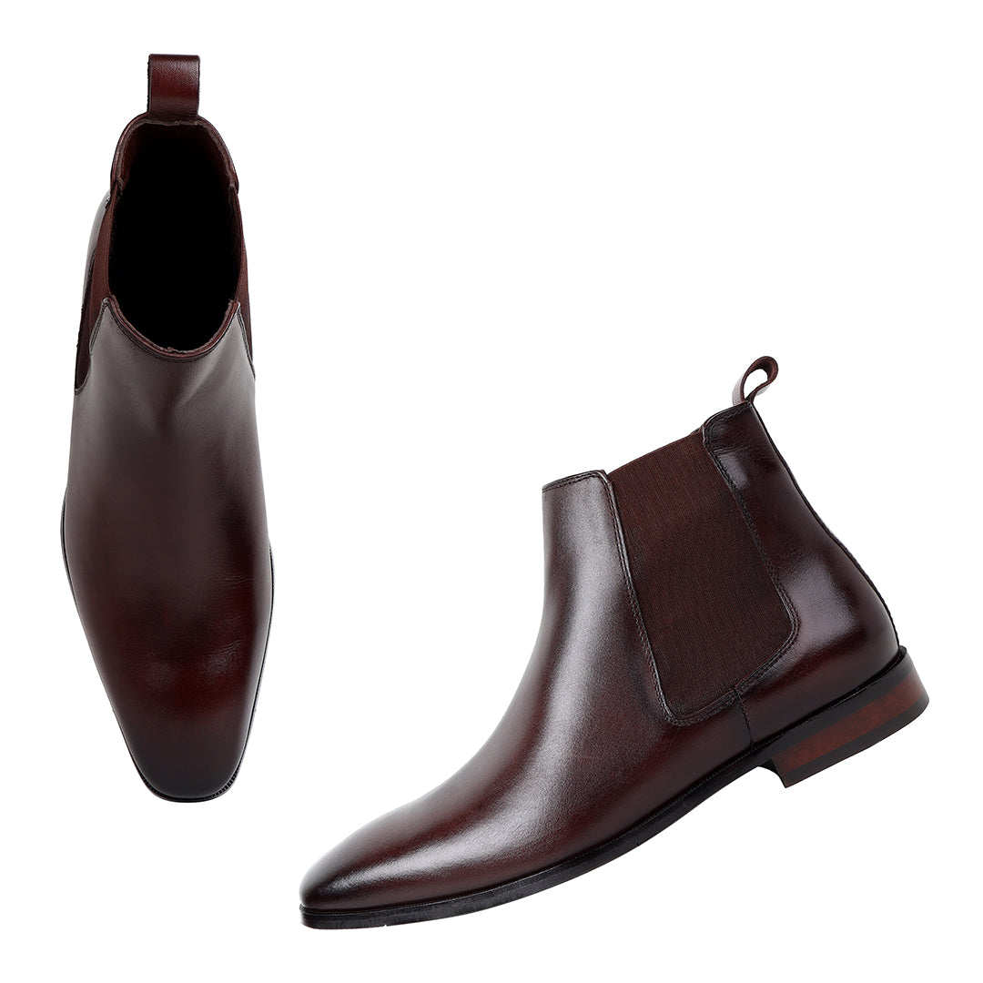 Piel Cuero Men’s Dark Brown Leather Chelsea Boots