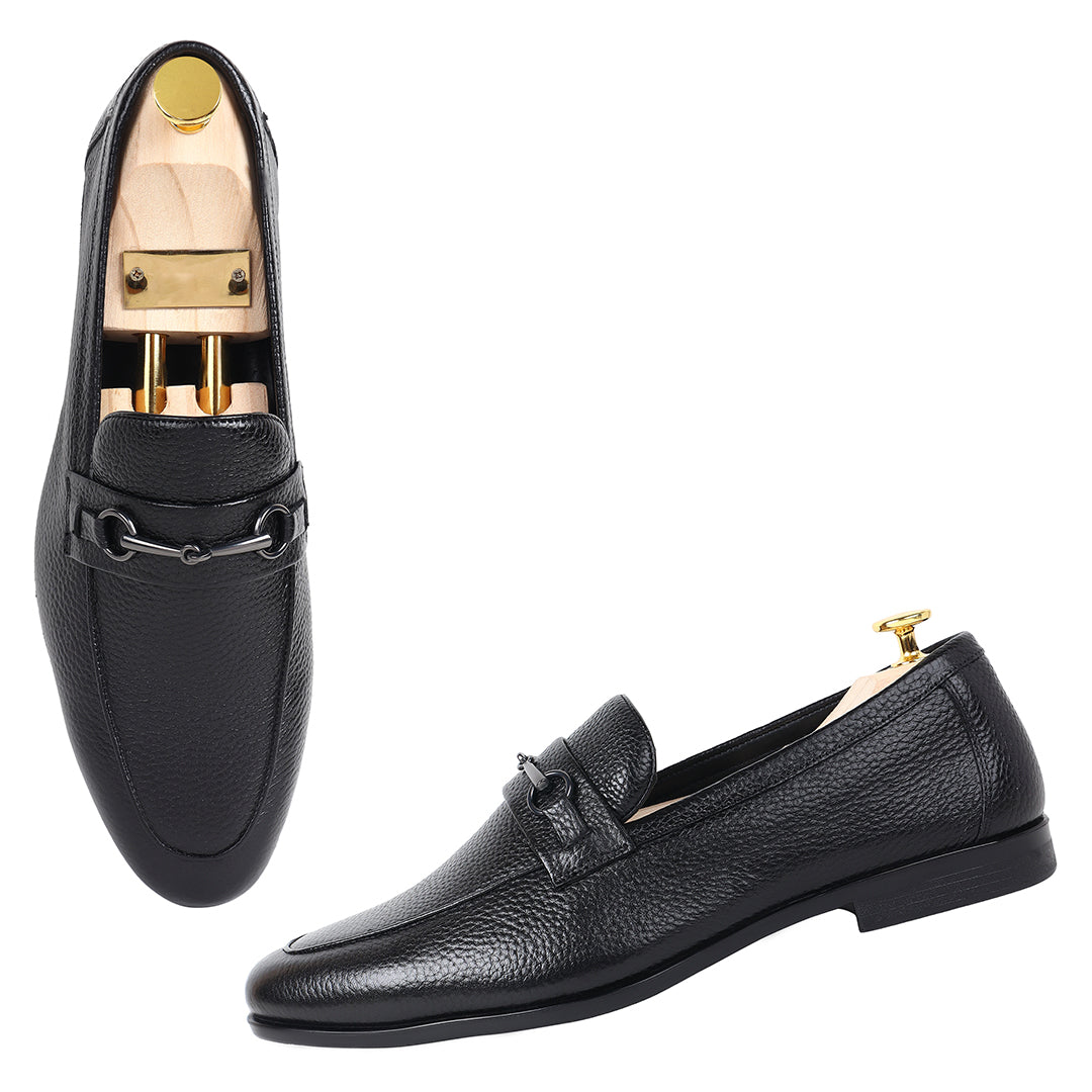 Piel Cuero Royale Signature Black Leather  Loafers for Men