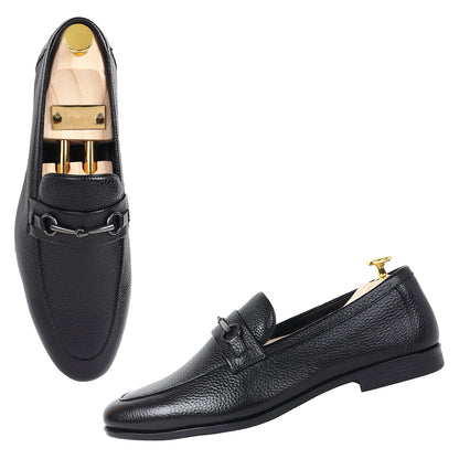 Piel Cuero Royale Signature Black Leather  Loafers for Men
