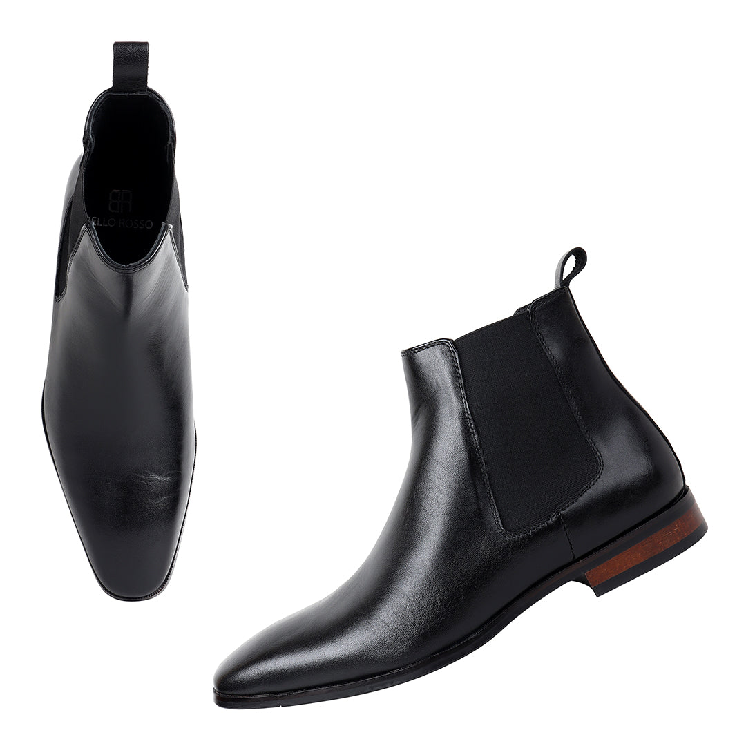 Piel Cuero Men’s Black Leather Chelsea Boots