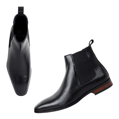 Piel Cuero Men’s Black Leather Chelsea Boots